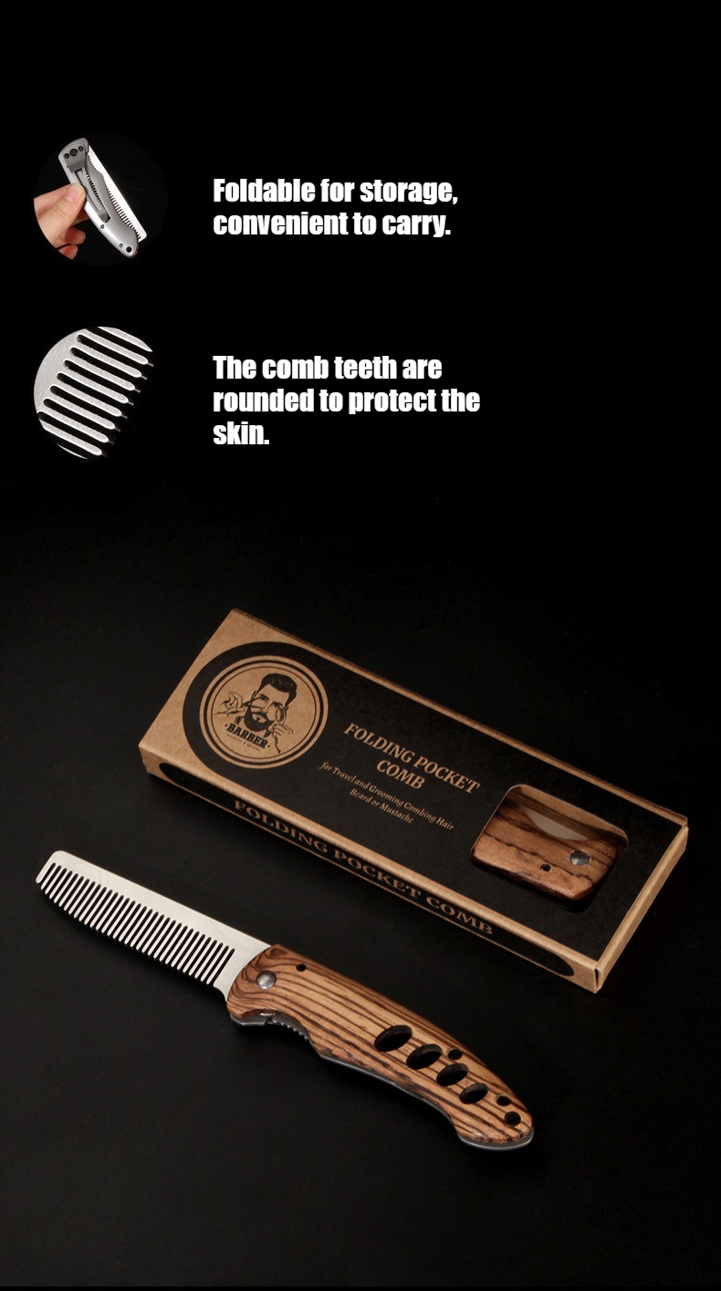 Solid Wood & Metal Folding Bea - Mens Grooming Barber 评论和价格