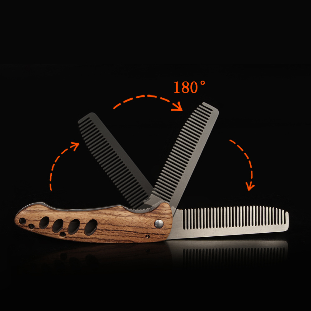 Solid Wood & Metal Folding Bea - Mens Grooming Barber 评论和价格
