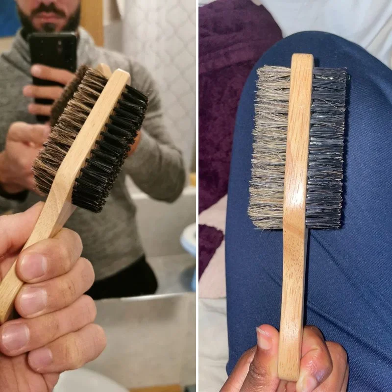 Beard Brush with Natural Woode - Men'S Grooming Organizer 评论和价格
