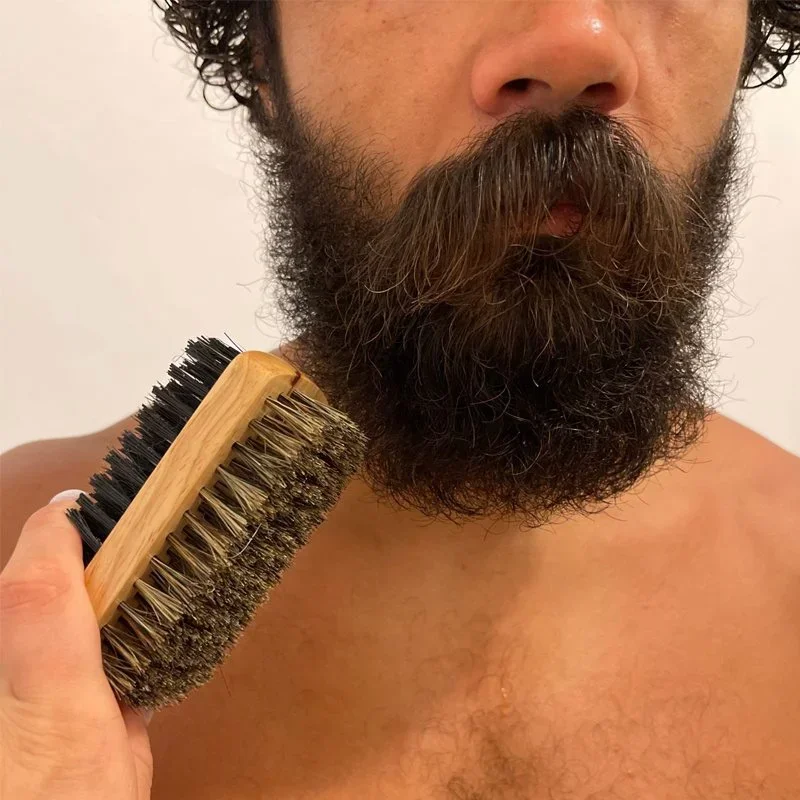 Beard Brush with Natural Woode - Men'S Grooming Organizer 评论和价格